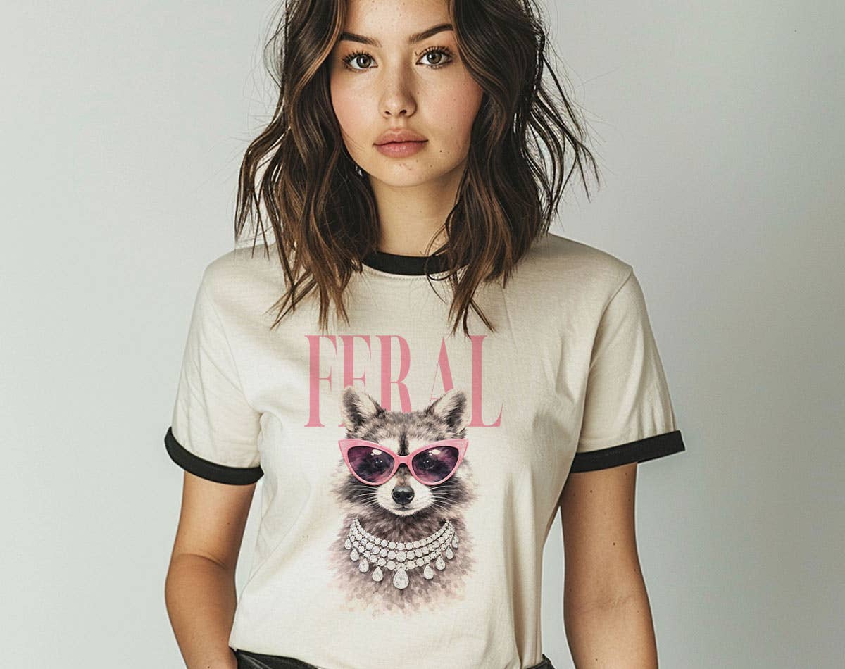 Feral Vogue Raccoon Ringer Tee