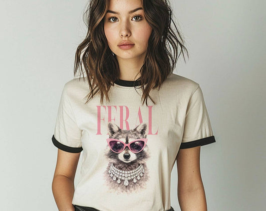 Feral Vogue Raccoon Ringer Tee