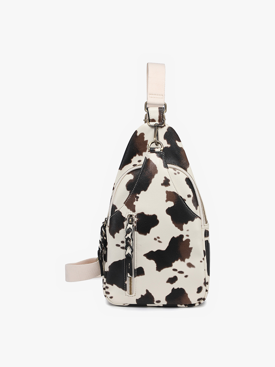 Nikki Dual Compartment Crossbody Sling Bag - Cow