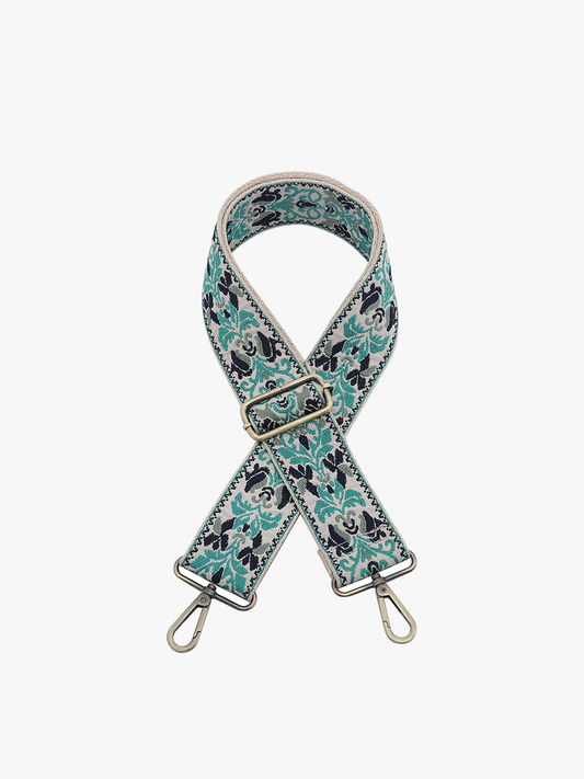 Boho Vine Guitar Strap - Green/Navy/Teal