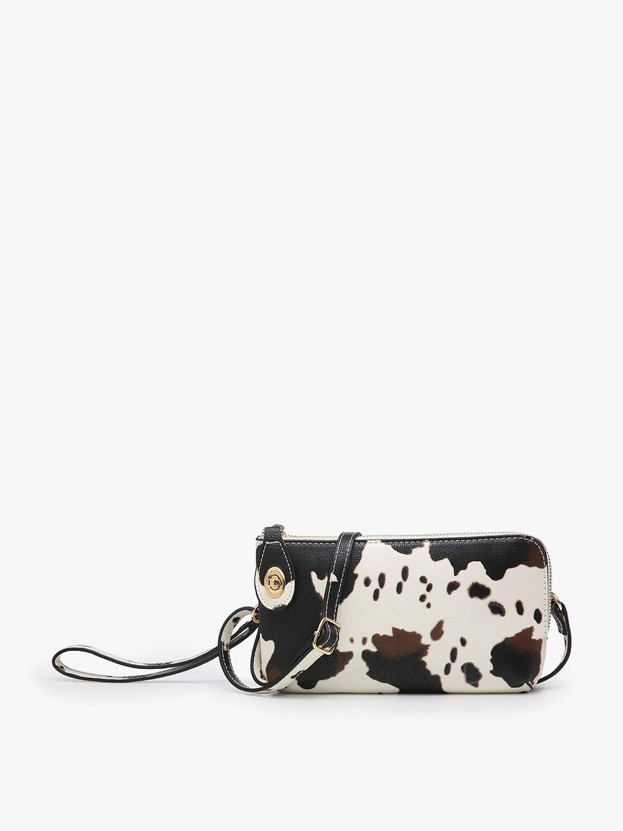 Kendall Cow Twist Lock Crossbody/Wristlet - Cow-White